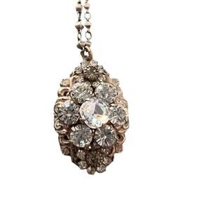 Liz Palacios Crystal Pendant Silver Tone Ball Beaded Necklace